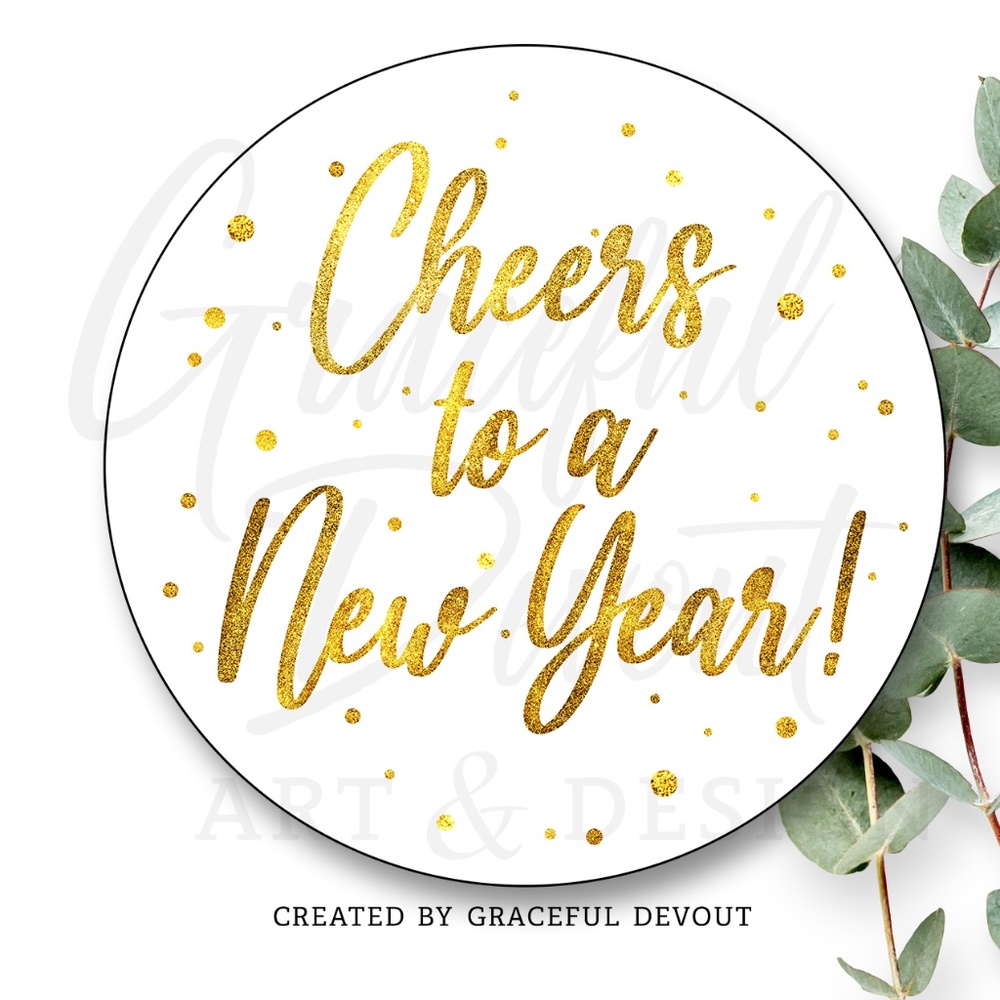 Cheers To A New Year! - 2" (inches) (48ct.) Stickers